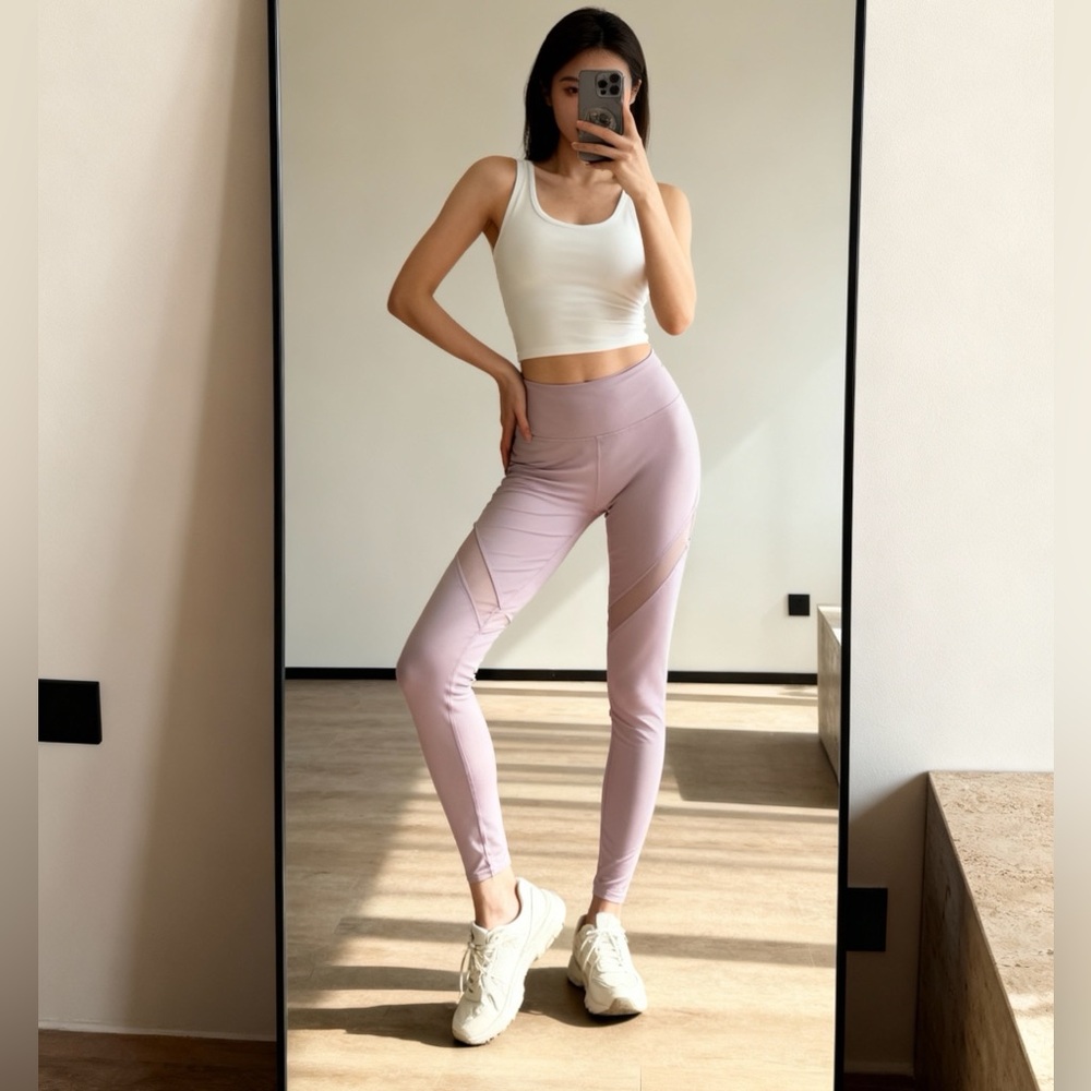 Forever 21 High-Waisted Mesh Panel Active Leggings - NWT